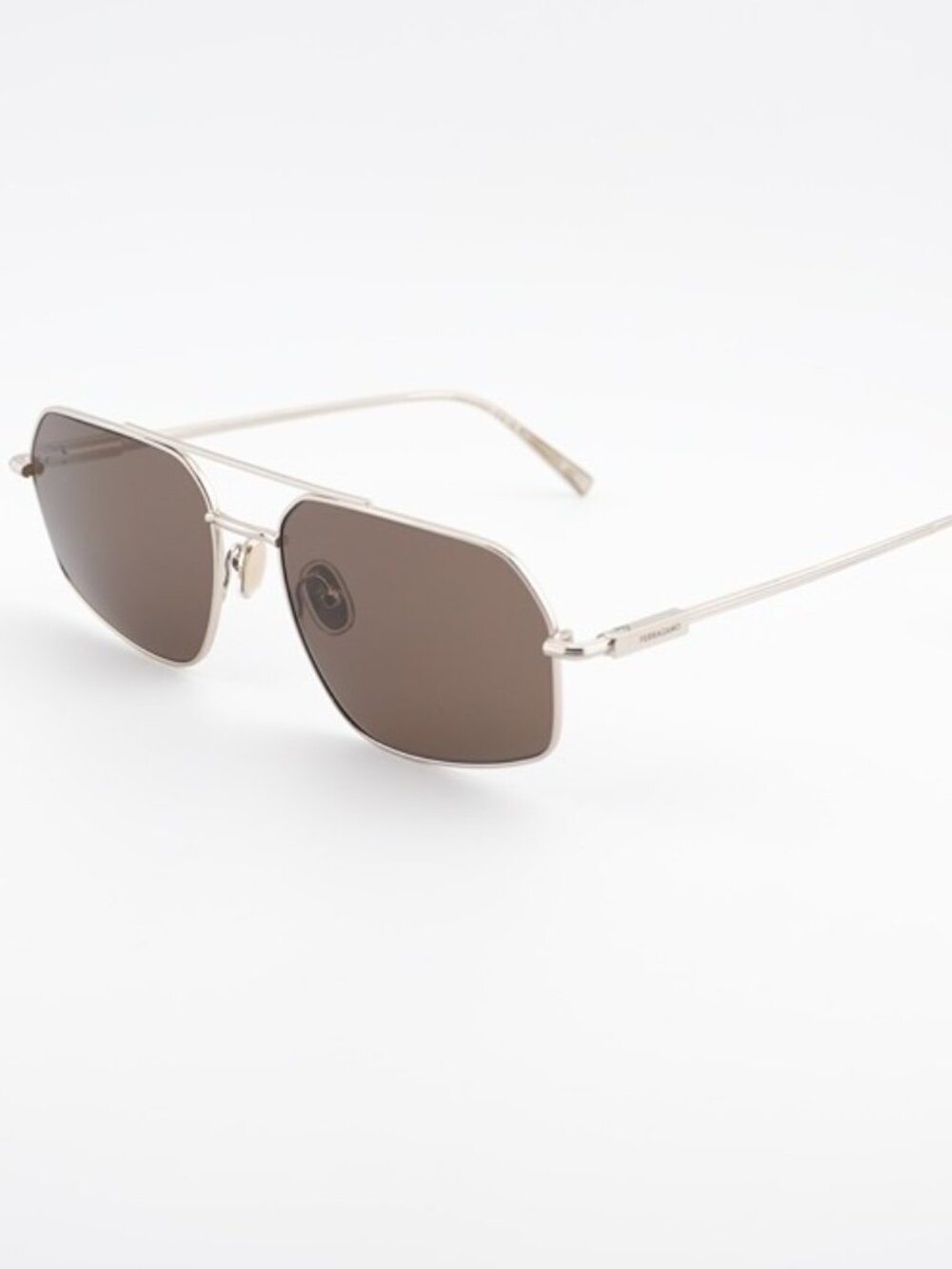 Salvatore Ferragamo SF313S 745 Sunglasses Gold Aviator Frame, Brown Lenses